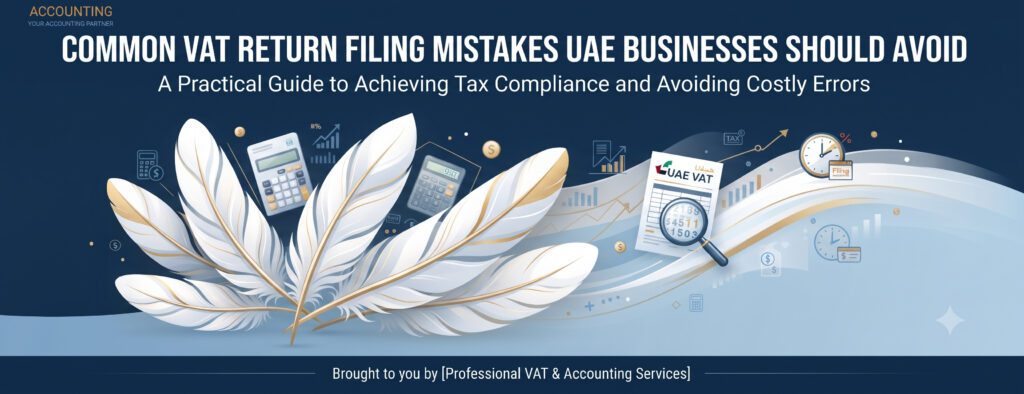 Blue-themed illustration highlighting VAT compliance and accurate return preparation.